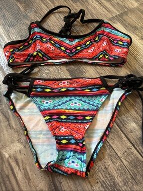 Colorful Aztec Print Bikini Set